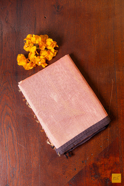 Chaithra- Pink Tissue Maheshwari Silk Cotton Handwoven Saree