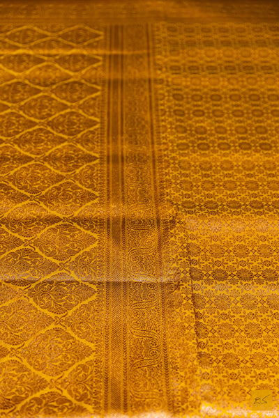 Akshari- Yellow Banarasi Katan Silk Brocade Saree