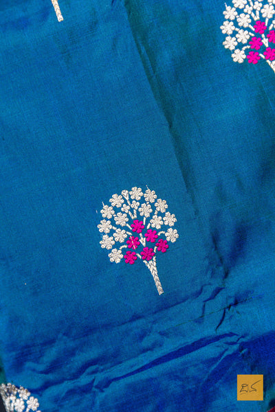 Vilasini- Peacock Blue Banarasi Katan Silk Handwoven Saree