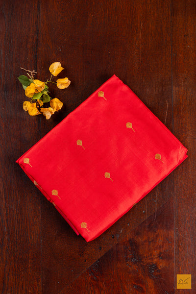 Red Chanderi Pure Silk Handwoven Saree