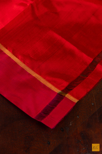 Red Chanderi Pure Silk Handwoven Saree