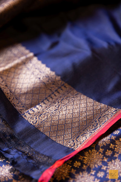Sumukhi- Blue Banarasi Katan Silk Brocade Saree