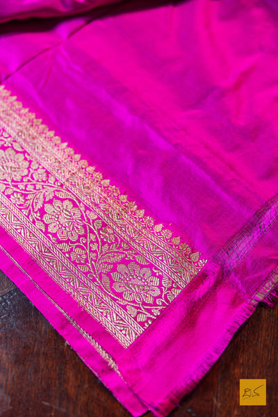 Vidhathri- Green Banarasi Katan Silk Handwoven Saree