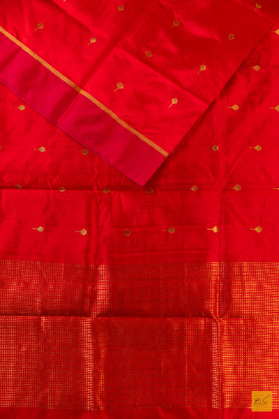 Red Chanderi Pure Silk Handwoven Saree