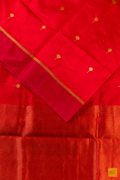 Red Chanderi Pure Silk Handwoven Saree