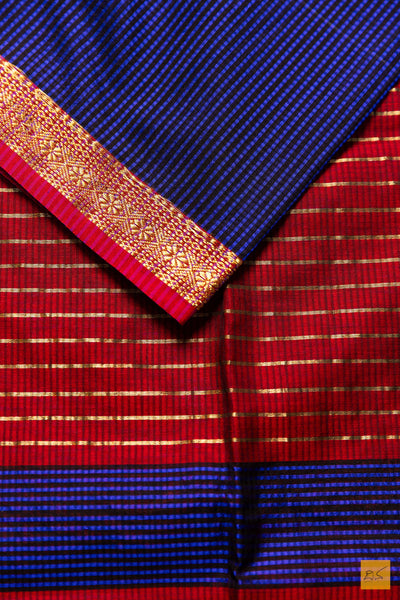 Shwetha- Blue Maheshwari Garbh Reshmi Handwoven Saree