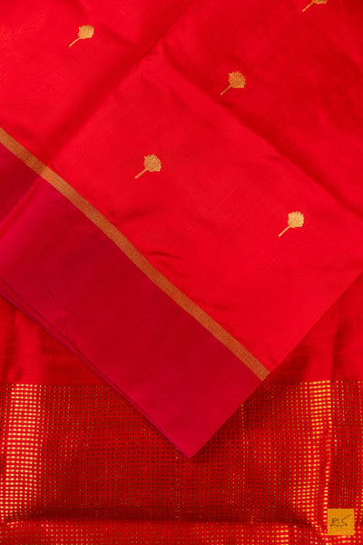 Red Chanderi Pure Silk Handwoven Saree