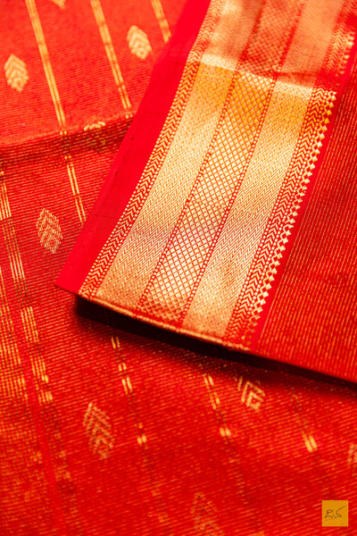 Deepthi- Red Tissue Maheshwari Silk Cotton Handwoven Saree