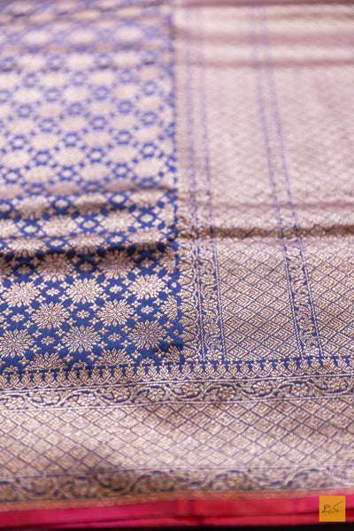 Sumukhi- Blue Banarasi Katan Silk Brocade Saree