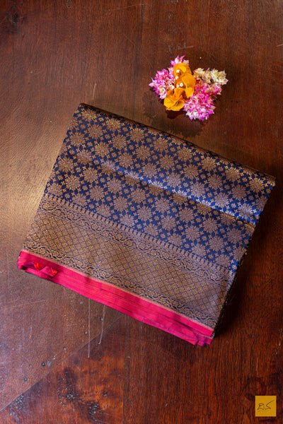 Sumukhi- Blue Banarasi Katan Silk Brocade Saree