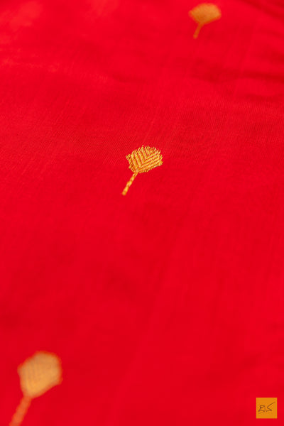 Red Chanderi Pure Silk Handwoven Saree