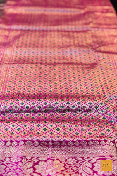 Vidhathri- Green Banarasi Katan Silk Handwoven Saree