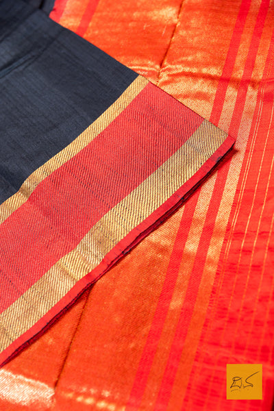 Jyothsna- Black Banarasi Tussar Silk Handwoven Saree