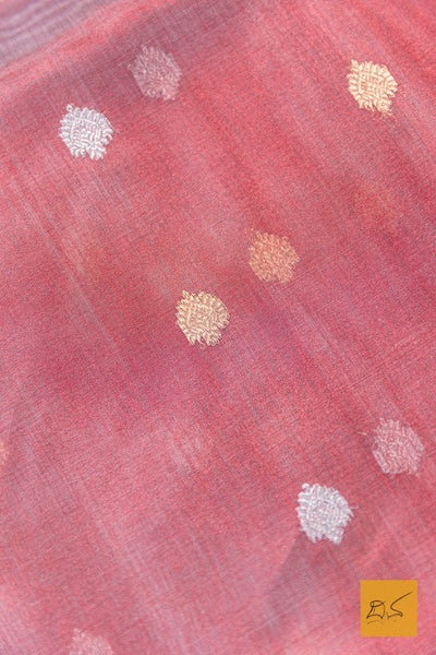 Nischintha- Red Banarasi Tissue Silk Organza Handwoven Saree