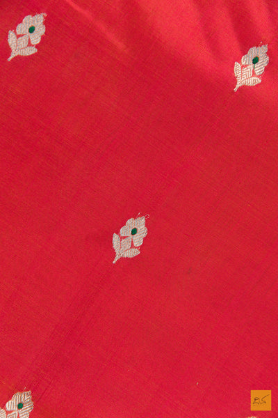 Red Chanderi Pure Silk Handwoven Saree