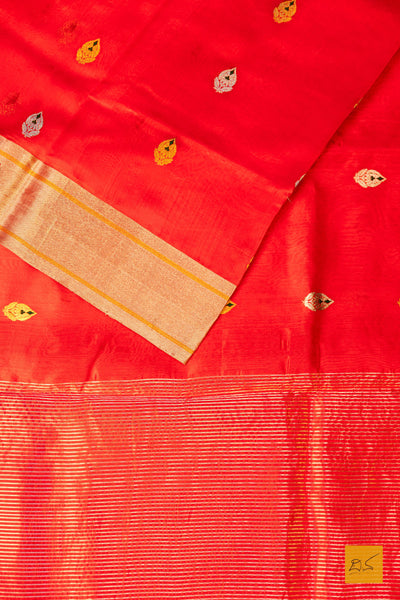 Mohanashini- Red Chanderi Pure Silk Handwoven Saree