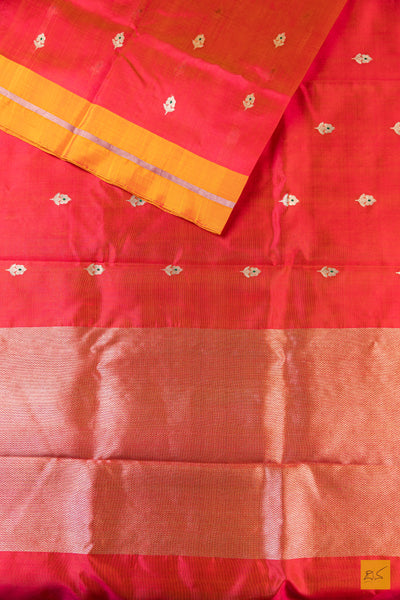 Red Chanderi Pure Silk Handwoven Saree