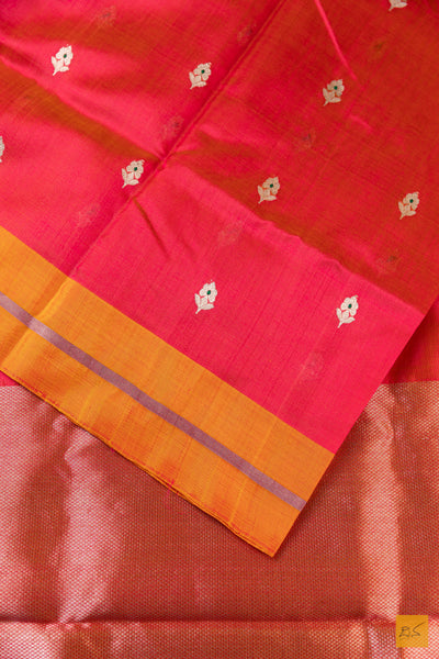 Red Chanderi Pure Silk Handwoven Saree