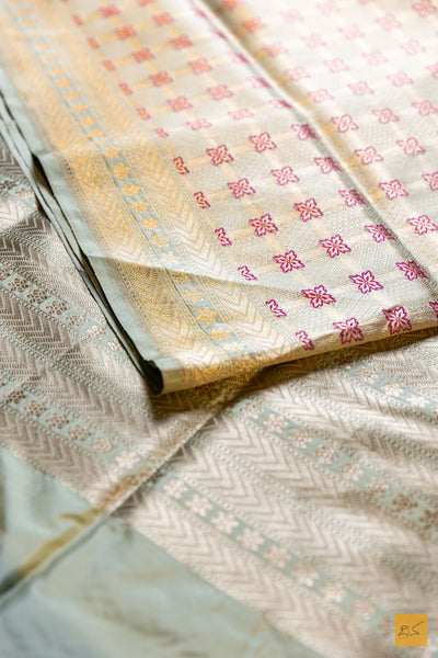 Tejovathi- Pastle Green Banarasi Katan Silk Brocade Saree