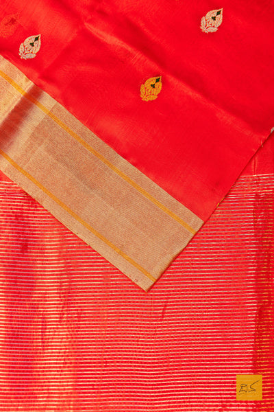 Mohanashini- Red Chanderi Pure Silk Handwoven Saree
