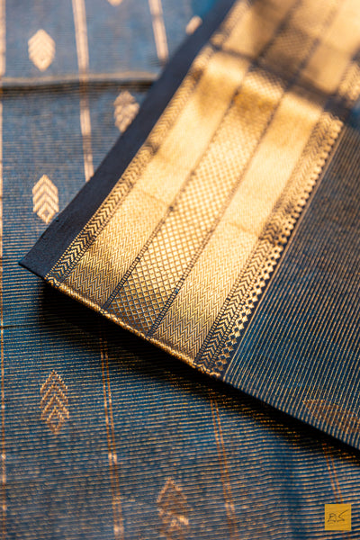 Geetha- Peacock Green Tissue Maheshwari Silk Cotton Handwoven Saree