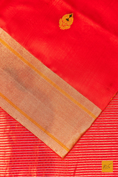 Mohanashini- Red Chanderi Pure Silk Handwoven Saree