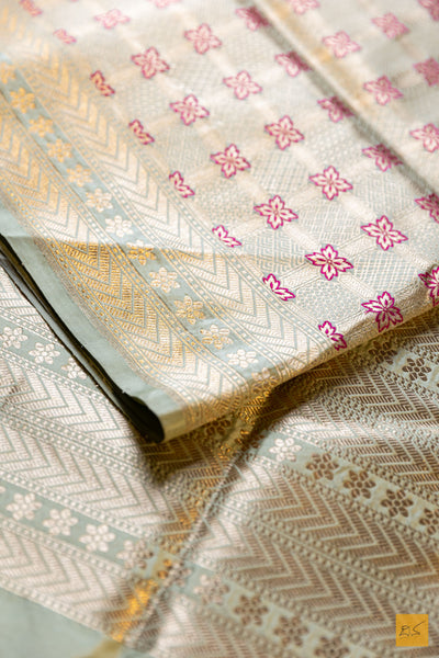 Tejovathi- Pastle Green Banarasi Katan Silk Brocade Saree