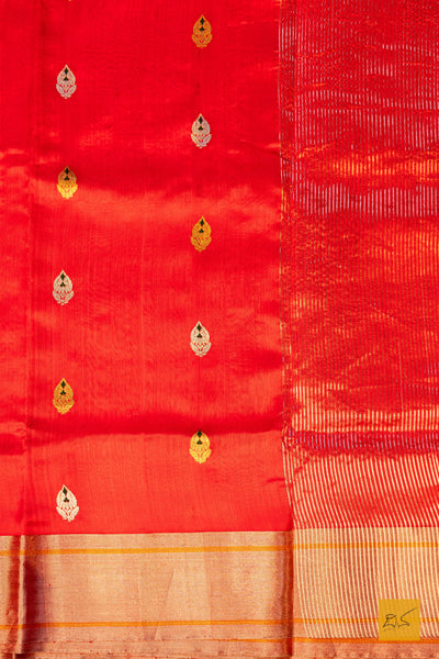 Mohanashini- Red Chanderi Pure Silk Handwoven Saree