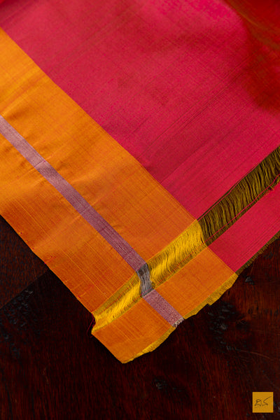 Red Chanderi Pure Silk Handwoven Saree