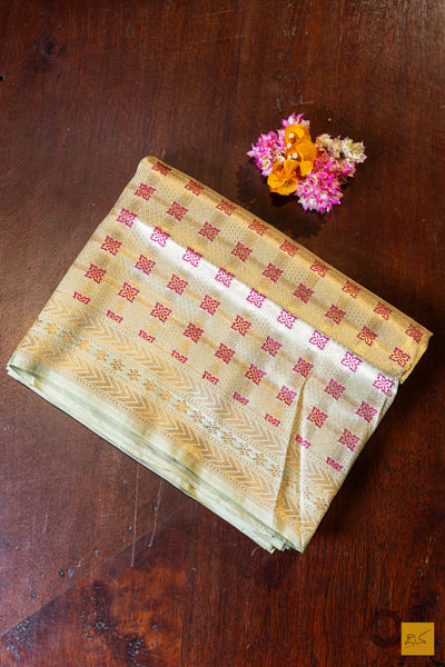 Tejovathi- Pastle Green Banarasi Katan Silk Brocade Saree