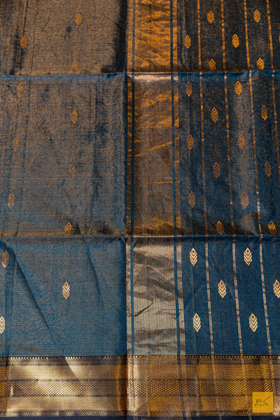 Geetha- Peacock Green Tissue Maheshwari Silk Cotton Handwoven Saree