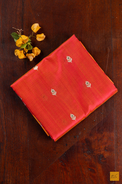Red Chanderi Pure Silk Handwoven Saree