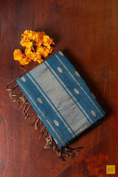 Geetha- Peacock Green Tissue Maheshwari Silk Cotton Handwoven Saree