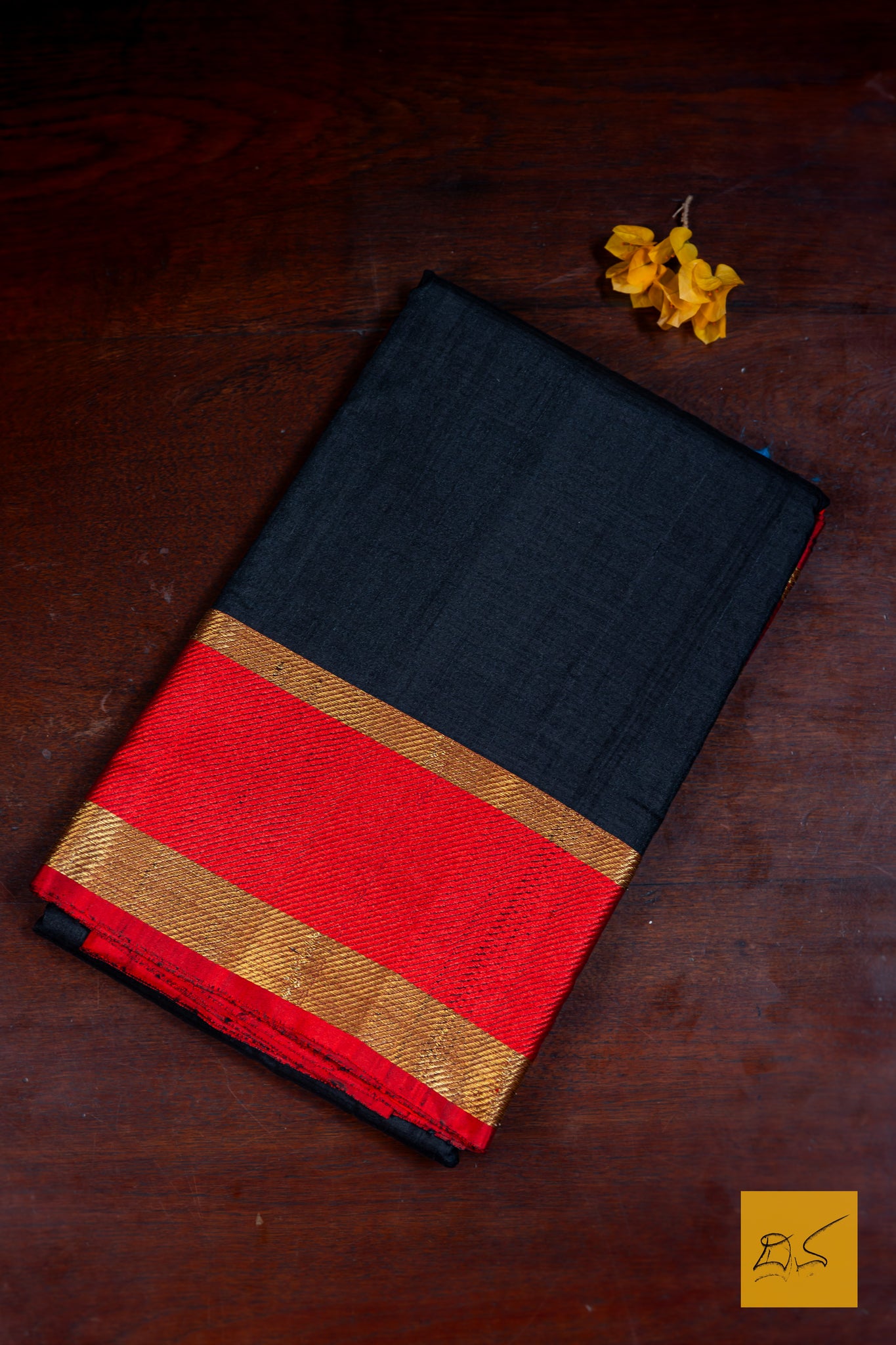 Jyothsna- Black Banarasi Tussar Silk Handwoven Saree