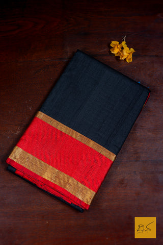Jyothsna- Black Banarasi Tussar Silk Handwoven Saree