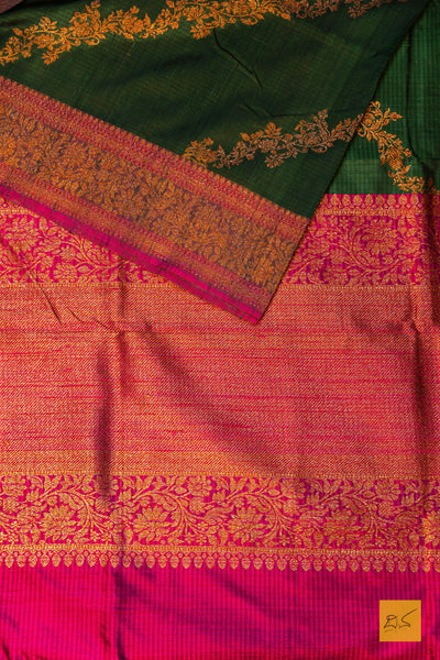 Rageshri-Green Banarasi Dupion Silk Handwoven Saree