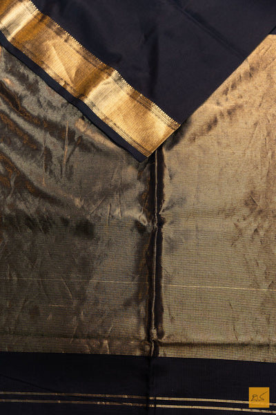 Aaruni- Black Maheshwari Silk Cotton Handwoven Saree