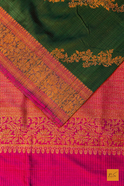 Rageshri-Green Banarasi Dupion Silk Handwoven Saree