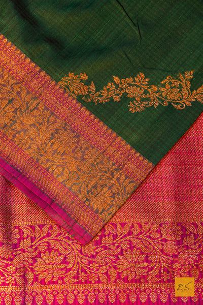 Rageshri-Green Banarasi Dupion Silk Handwoven Saree