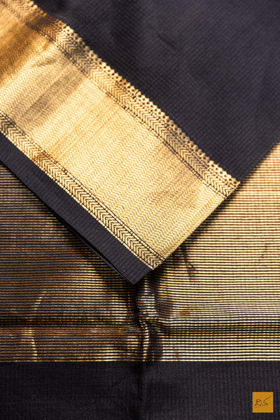 Aaruni- Black Maheshwari Silk Cotton Handwoven Saree