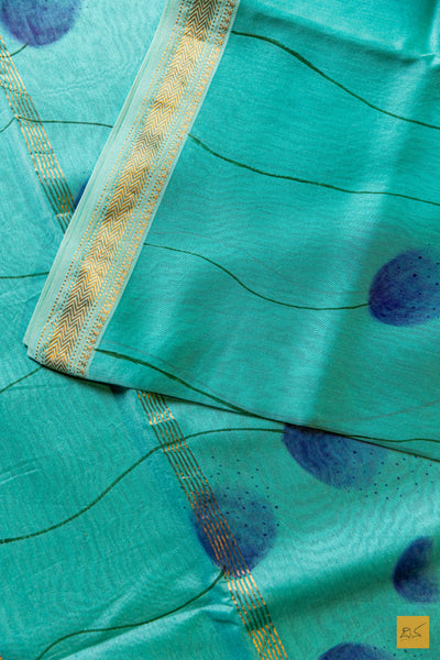 Jivika- Green Maheshwari Hand Painted Silk Cotton Handwoven Saree