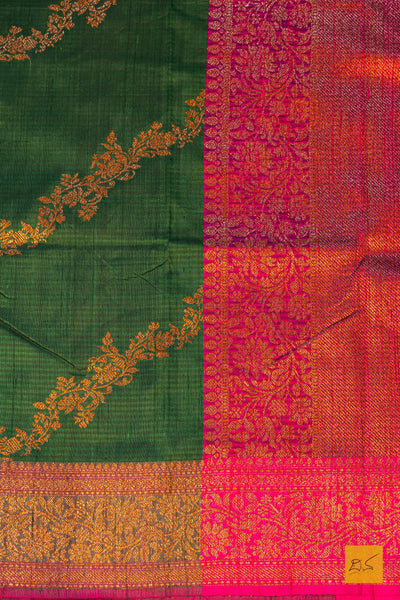 Rageshri-Green Banarasi Dupion Silk Handwoven Saree