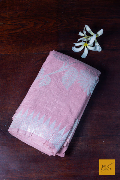 Poorvi- Baby Pink Banarasi Tussar Georgette  Saree