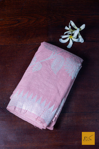 Poorvi- Baby Pink Banarasi Tussar Georgette  Saree