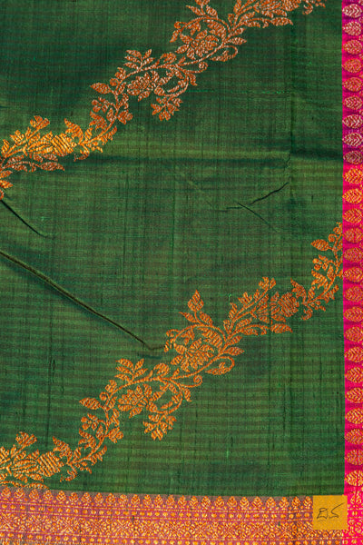 Rageshri-Green Banarasi Dupion Silk Handwoven Saree