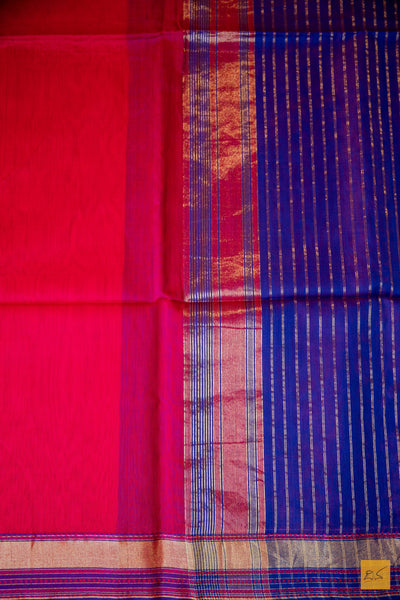 Nandini- Pink Maheshwari Silk Cotton Handwoven Saree
