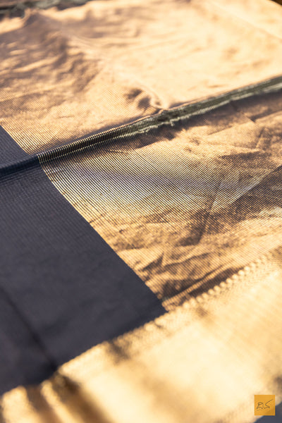 Aaruni- Black Maheshwari Silk Cotton Handwoven Saree
