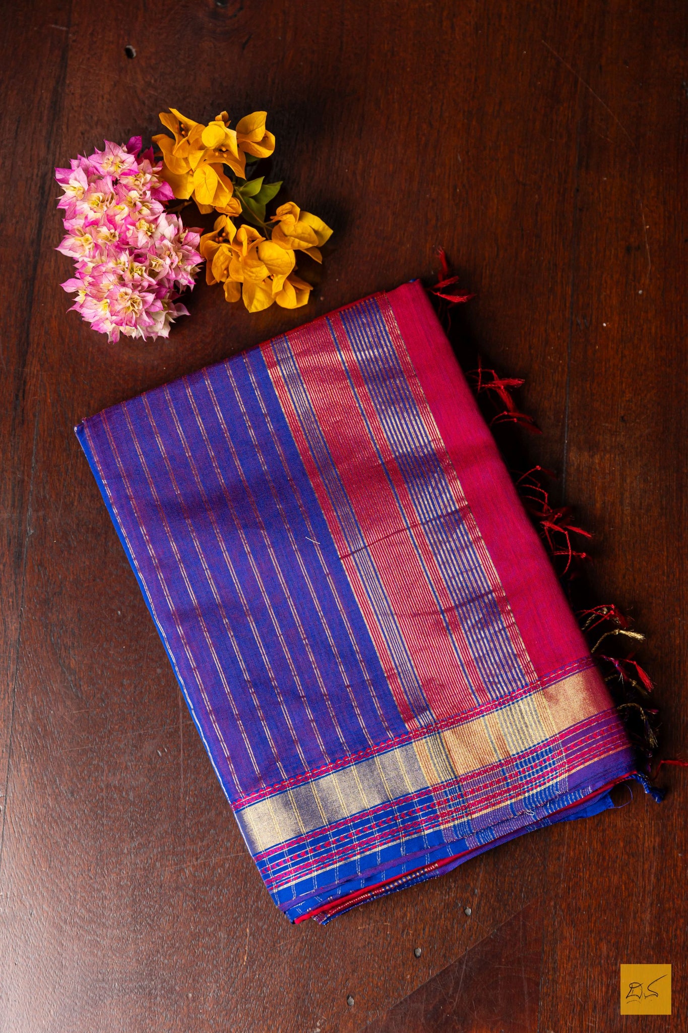 Nandini- Pink Maheshwari Silk Cotton Handwoven Saree