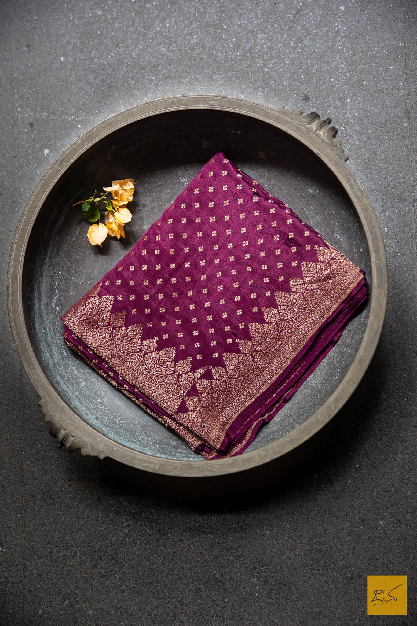 Wine Banarasi Chiffon Saree