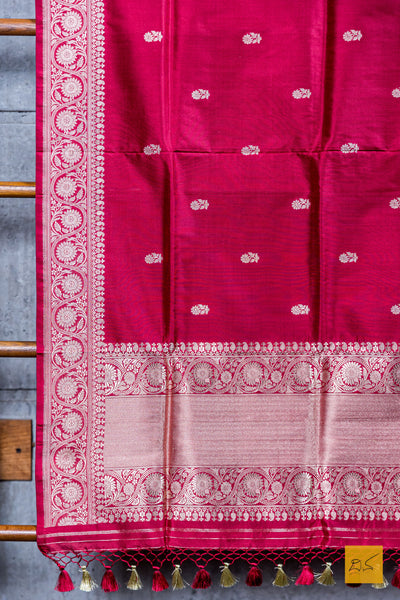 Siya- Maroon Banarasi Katan Silk Handwoven Dupatta
